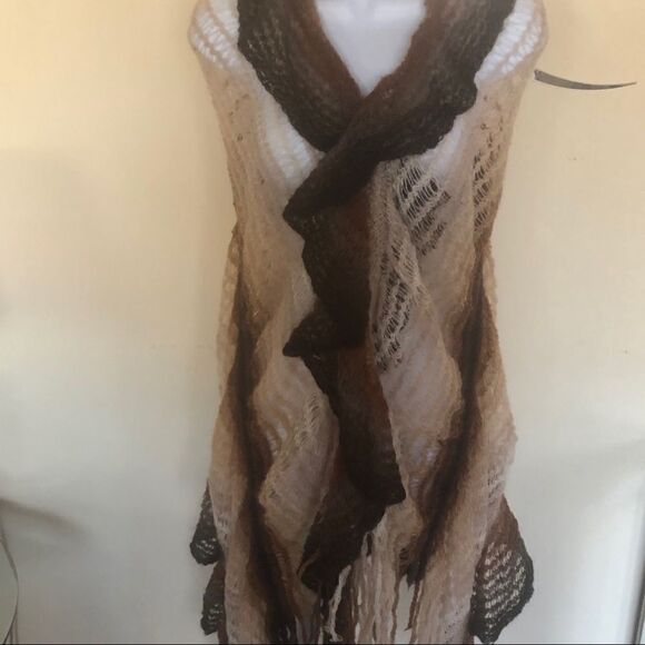 Missoni Sciarpe Scarf/Shaw Brown/Beige Ruffed - Picture 1 of 5